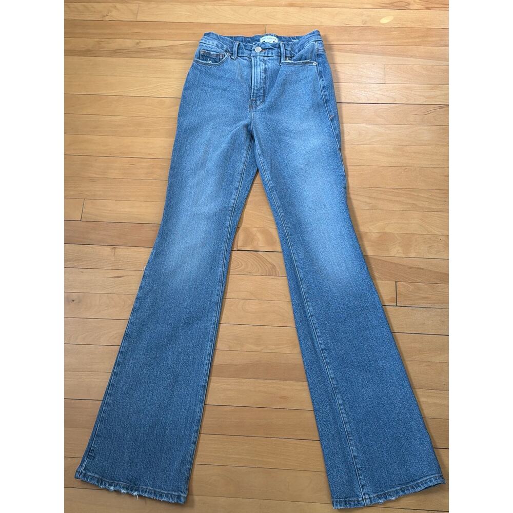 Good American Good Classic Bootcut Jeans Size 0 / 25 High Rise 33.5" Inseam EUC